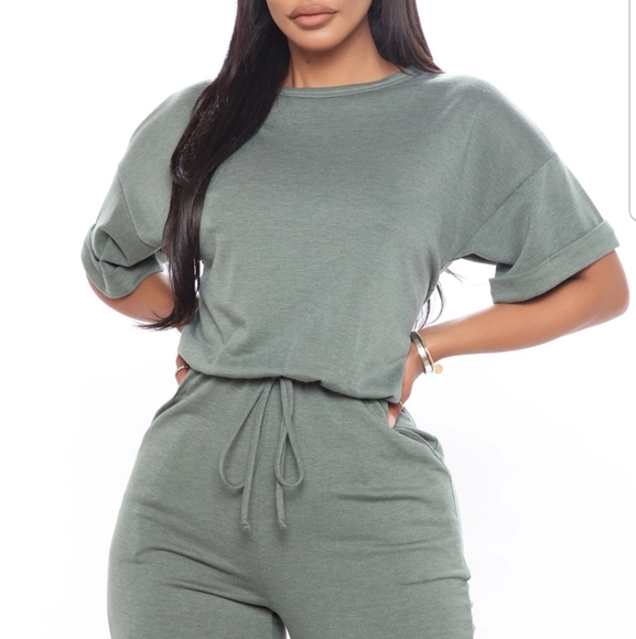 Snuggle Me Down Jumpsuit - Olive - Picture 3 of 3